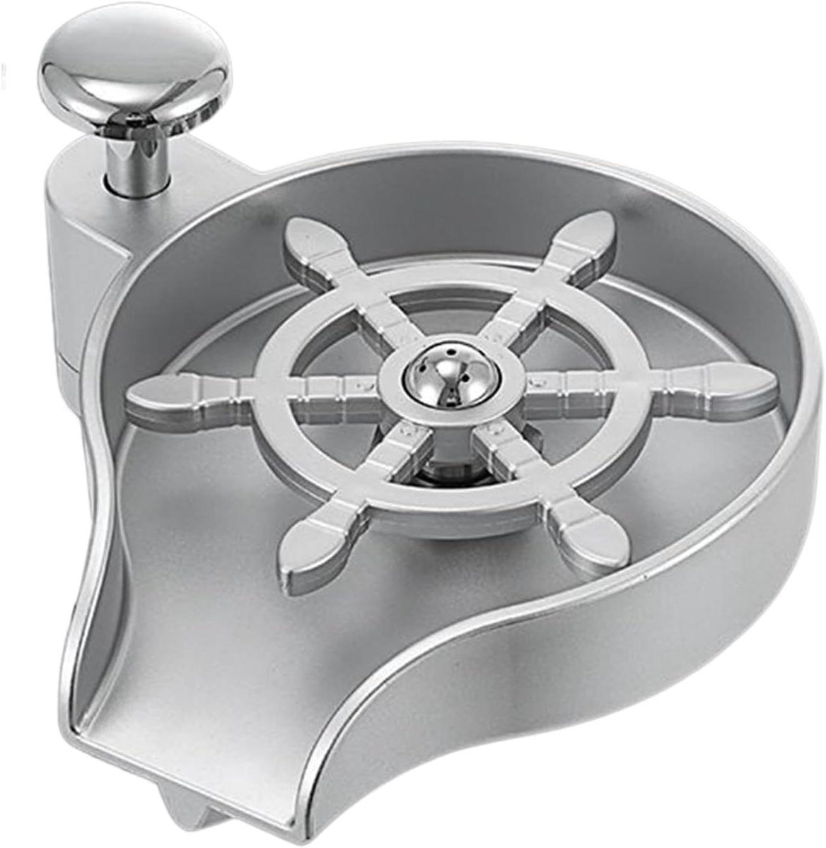Glazenwasser Keuken - Mok Reiniger - Snelle Reiniging - Roestvrij Staal - 15 x 14 x 11 cm - Zilver