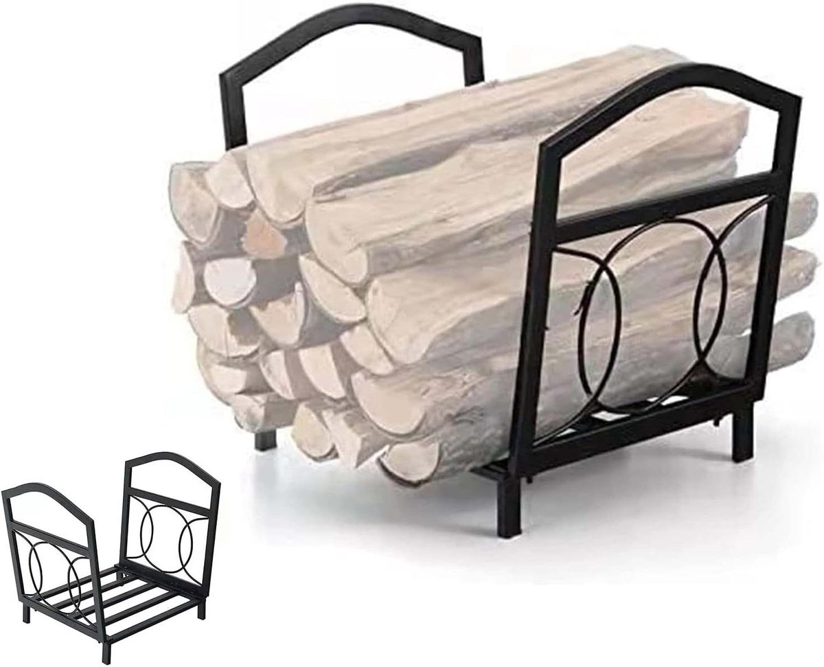 Haardhoutrek - Houtblokhouder Staal - Open Haard Opslag - Buisvormig Design - Niet gespecificeerd - Zwart