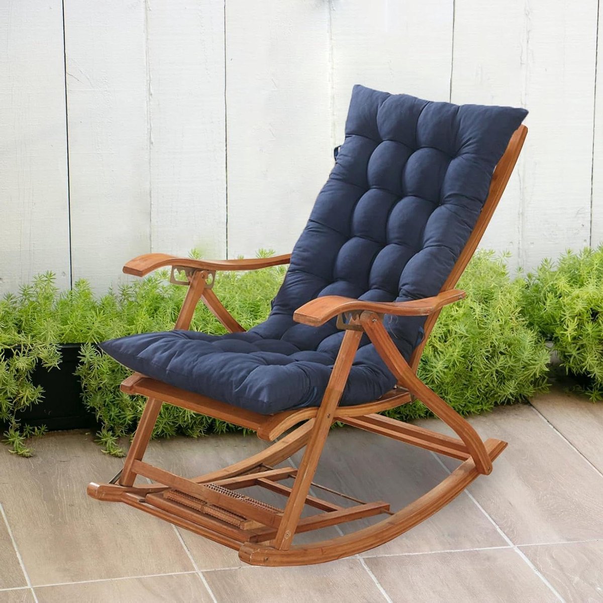 Ligstoelkussens - Tuinstoelkussens Terras - Buiten Ontspannen - Antislip met Gesp - 48 x 120 cm - Cyaan