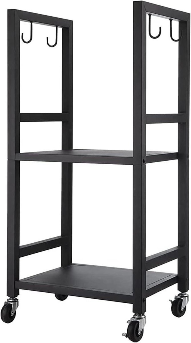 Brandhoutrek - Houtopslag Rek - Open Haard Gebruik - Met Haken - 40x30x80cm - Zwart