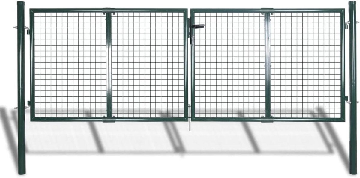 Metalen Tuinpoort - Tuindeur Hek - Tuin Afscheiden - Verzinkt Staal - 306 x 125 cm - Groen
