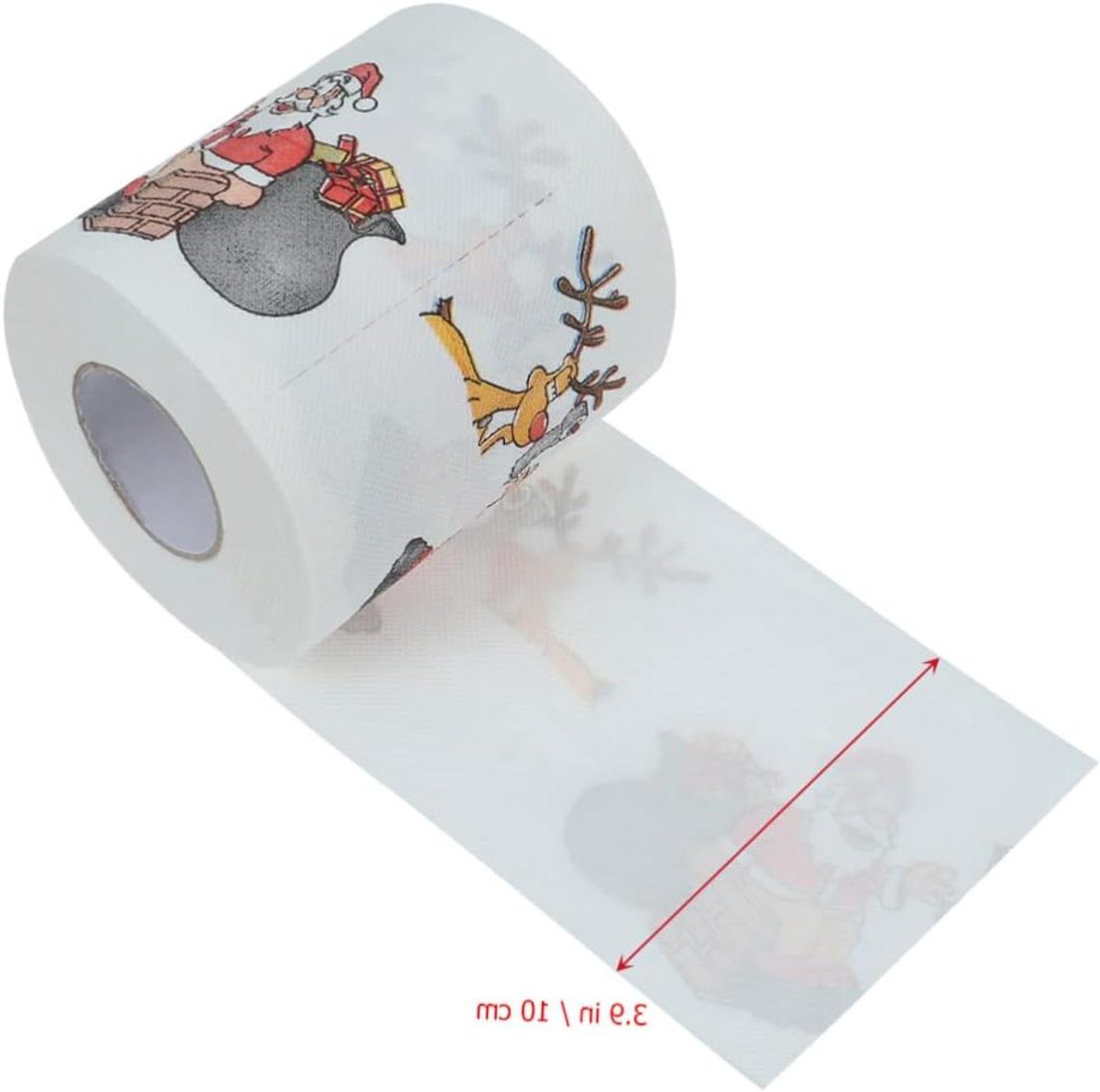 Kerst toiletpapier - Tissues rol - Feestelijke decoratie - Kerstman en eland ontwerp - 10.5 x 10.5 x 9.5 cm