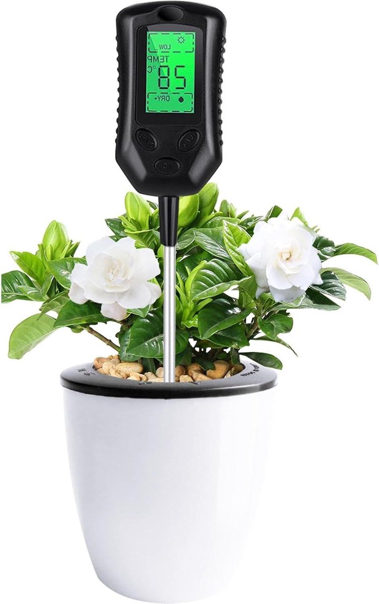 Bodemvochtmeter - Bodemtester Planten - Plantenverzorging - 4-in-1 Functie - 10 cm diep - Zilver