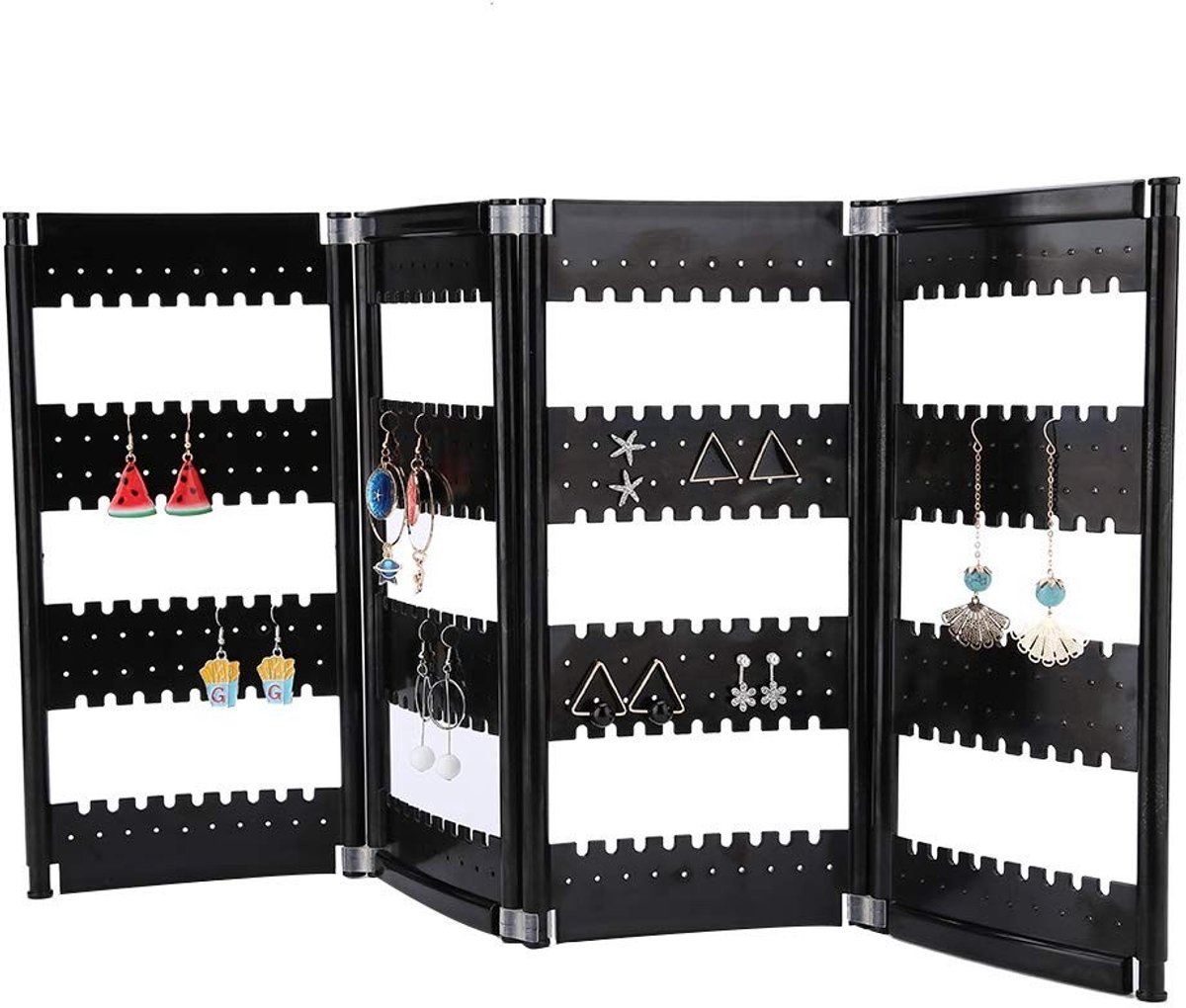 Dailygoody - Vouwbare Oorbellenstandaard - Sieraden Organizer - Compact en Handig - Zwart - Oorbellenhouder - Geschikt voor Vrouwen - Vouwbaar Model