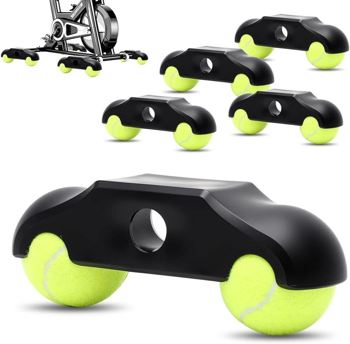Rocker Plate Voeten voor Fietstrainer, Geschikt voor Indoor Cycling en Zwift, Inclusief Tennisballen en Accessoires (4 Stuks + 8 Ballen)