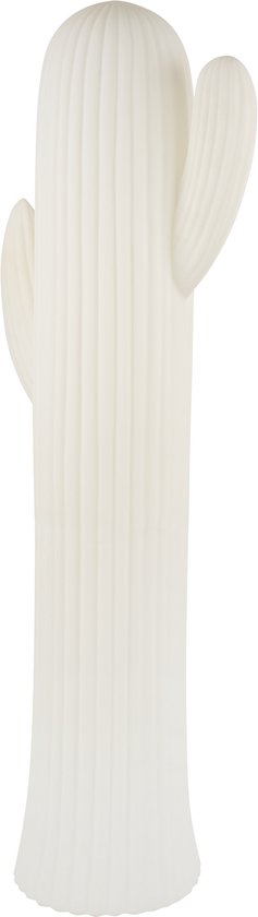 Witte staande cactuslamp met ribbelstructuur.