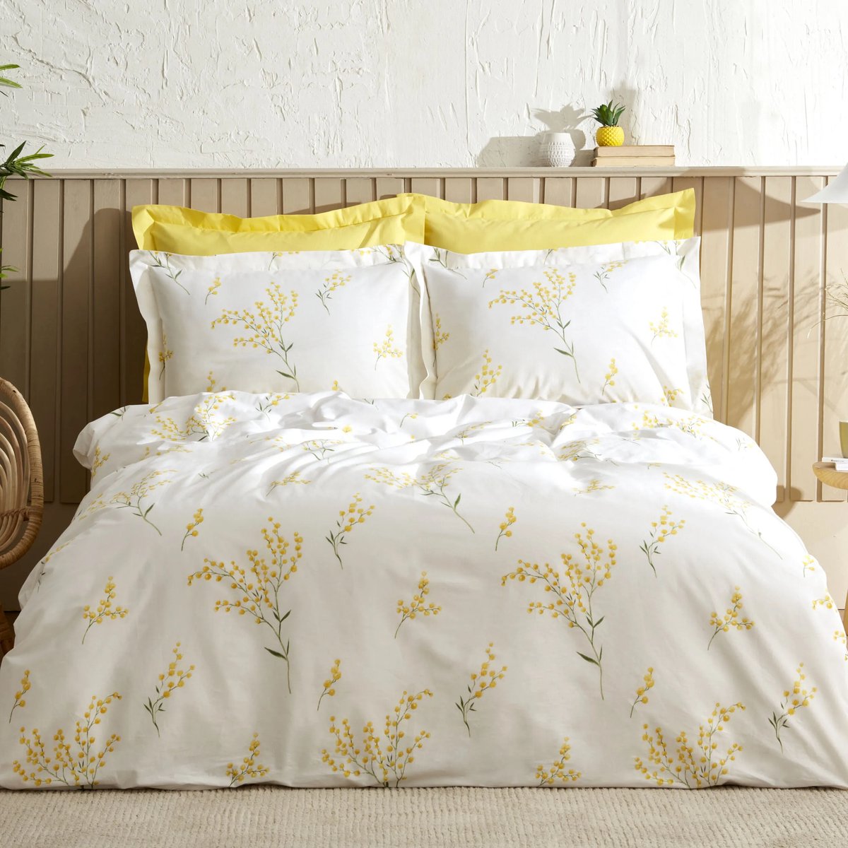Karaca Home Loretta geel 100% katoenen eenpersoons dekbedovertrekset