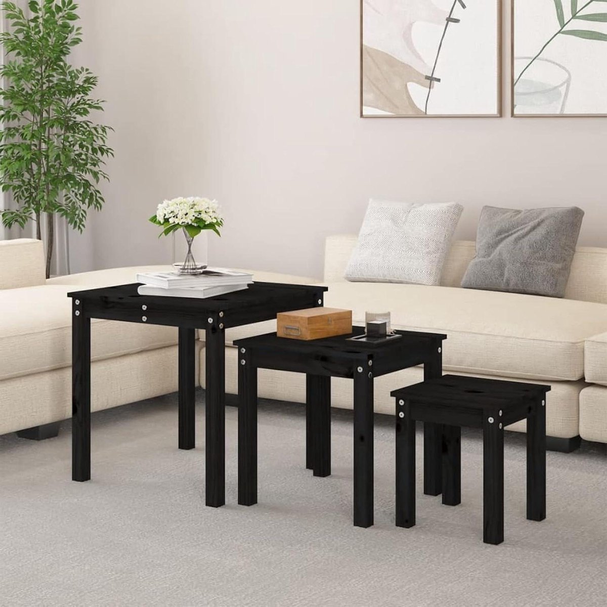 Nesttafels Set - Stapel tafels - Woonkamer inrichting - Ruimtebesparend ontwerp - 3 stuks