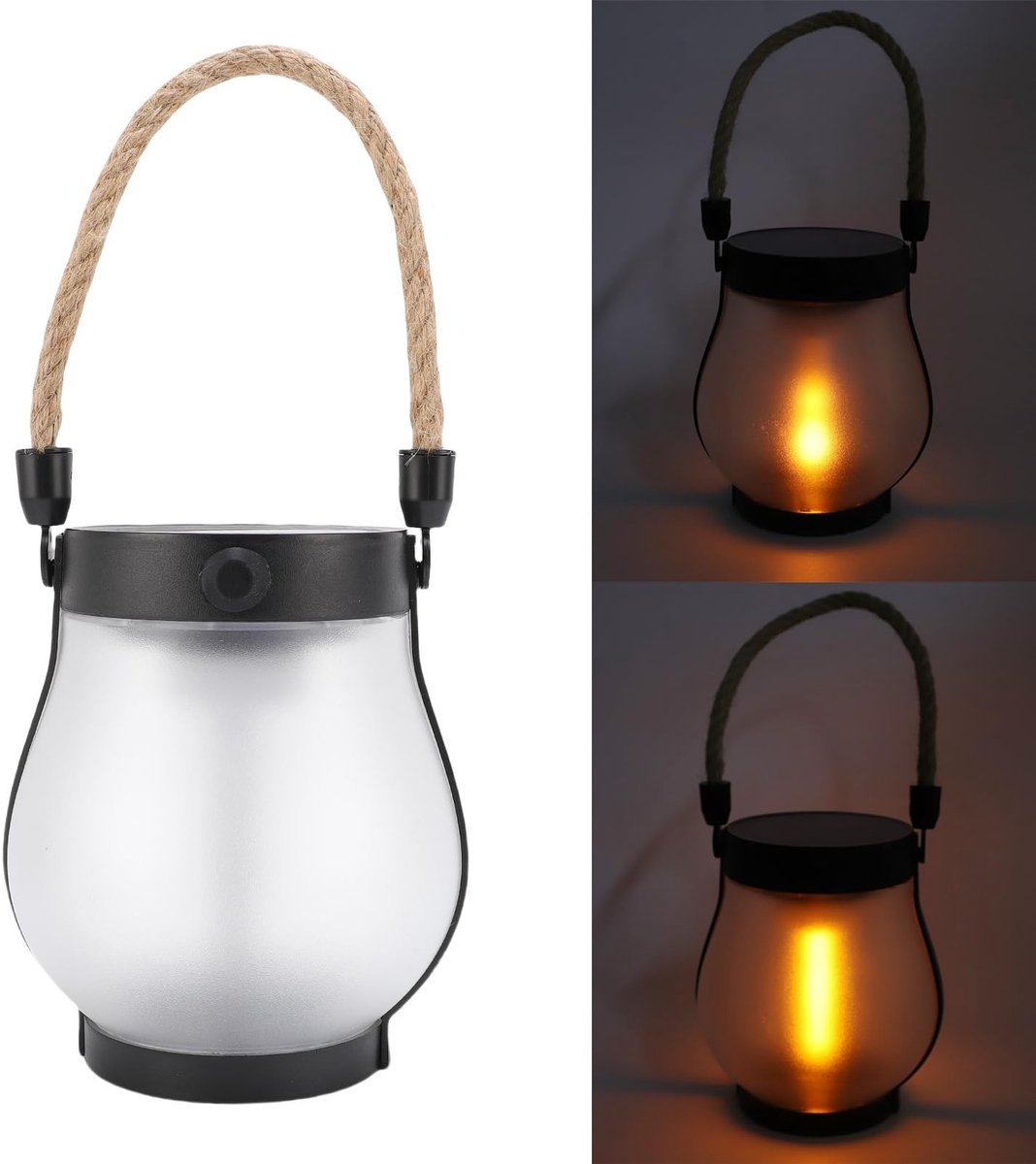 aladdien - Solar Lantern - Waterproof LED Tuinlamp - Vlam Effect - Buiten - Tuinverlichting - Energiezuinig - Mobiel - Zwart