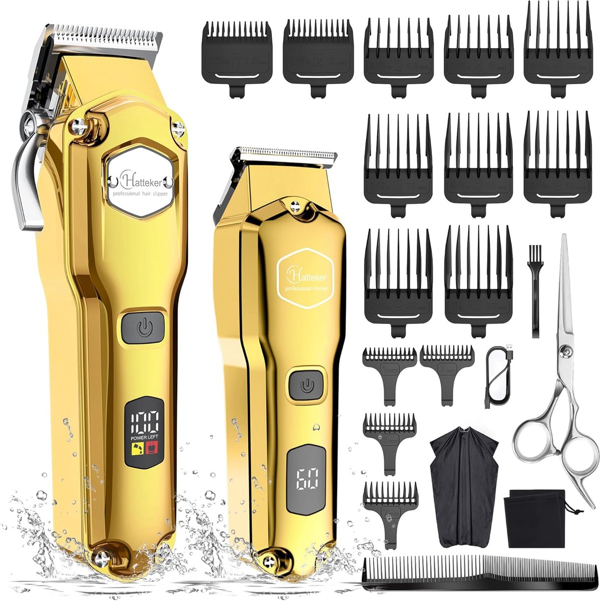 Professionele Draadloze Haar- en Baardtrimmer Set met T-Blade, Waterdicht voor Thuisgebruik