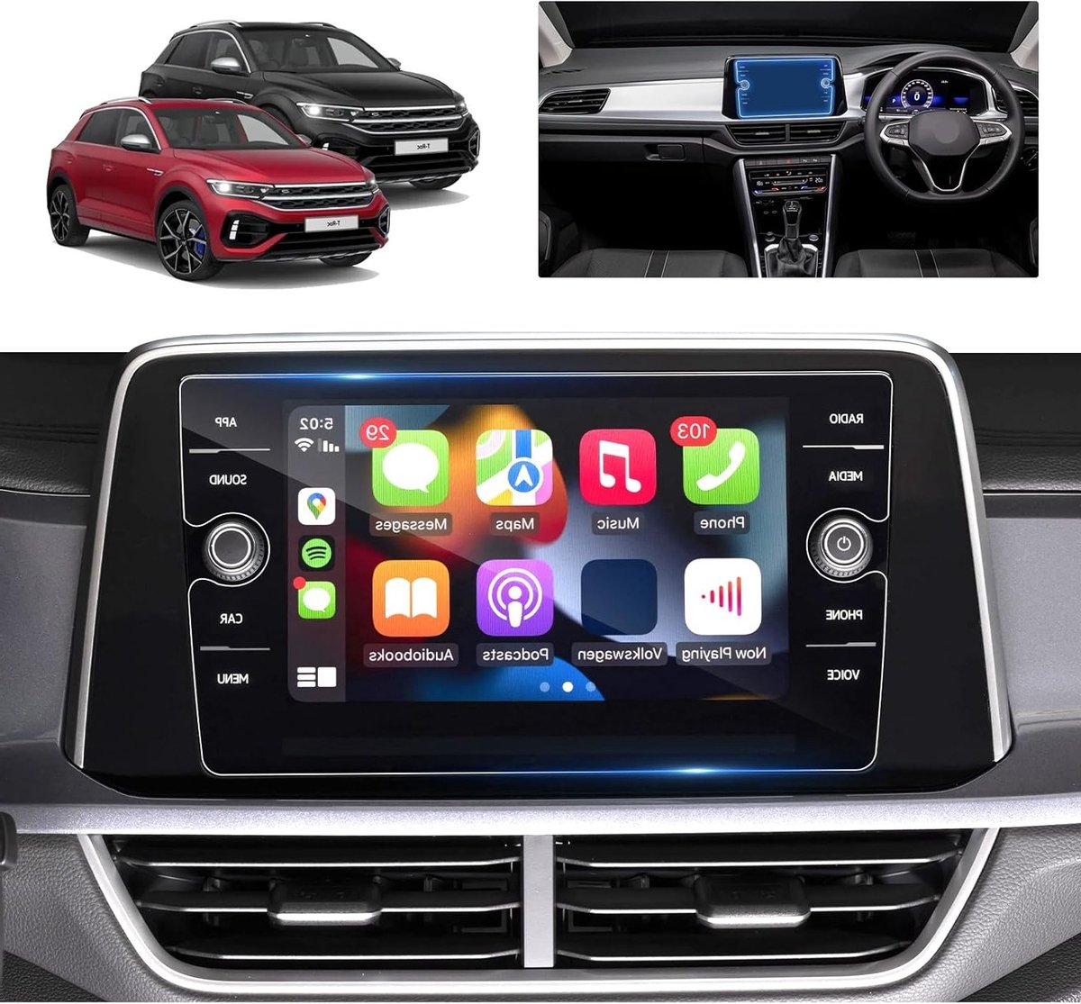 Screen Protector voor VW T-Roc 2018-2024 | 8 Inch Discover Media Display | 9H Krasbestendig, Anti-Vingerafdruk, Tempered Glass Bescherming