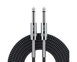 6.35mm to 6.35mm Stereo Audio Cable 2M, FIBBR 1/4" TS Audio Guitar Male Jack Instrument Lead with Nylon Braided for Electric Guitar, Bass, Amplifier, Mixer, Keyboard, Speaker