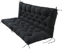 EBETA Kussen voor tuinbank, outdoor bankkussen, zitkussen en rugkussen voor bank, tuinbank, zitkussen voor schommelbank, bekleding voor schommelbank, zwart, 100 x 50 x 50 cm