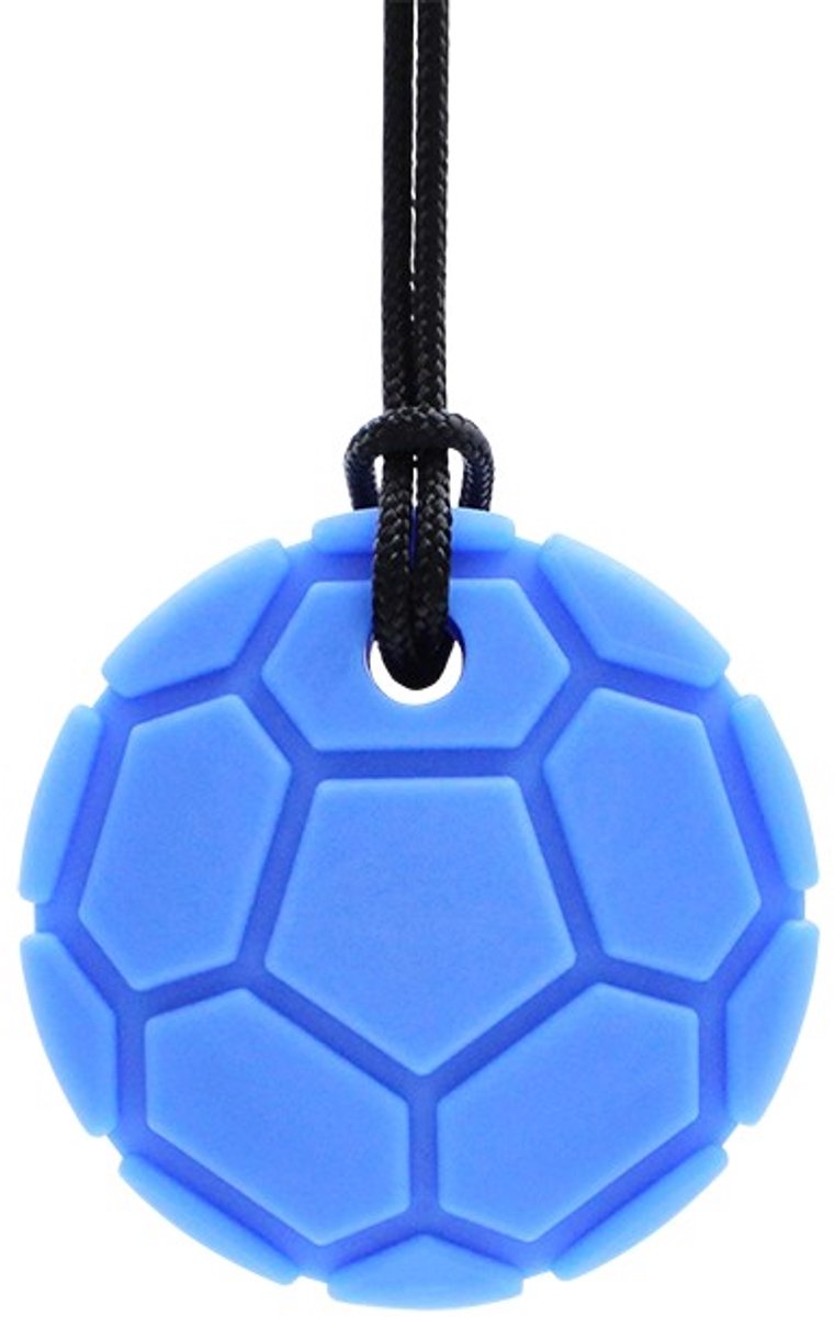 ARK Therapeutic kauwsieraad voetbal ketting sensorisch speelgoed blauw.