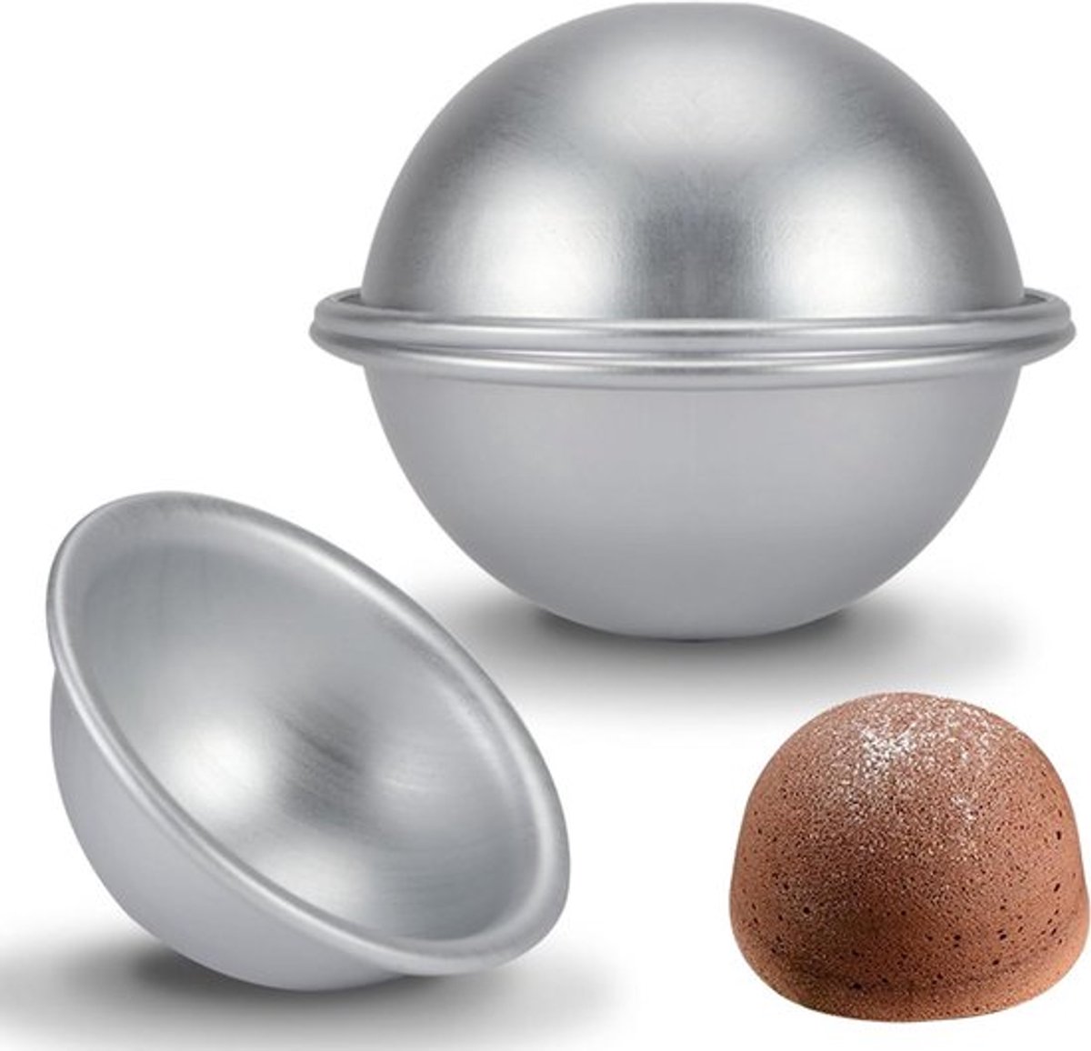 Halfronde cakevorm voor bikini-cakes en mousses, 8cm, zilverkleurig