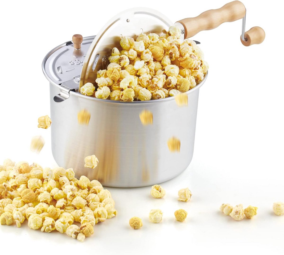 Cook N Home 02626 6 Quart Aluminum Cooktop Popcorn Popper Silver