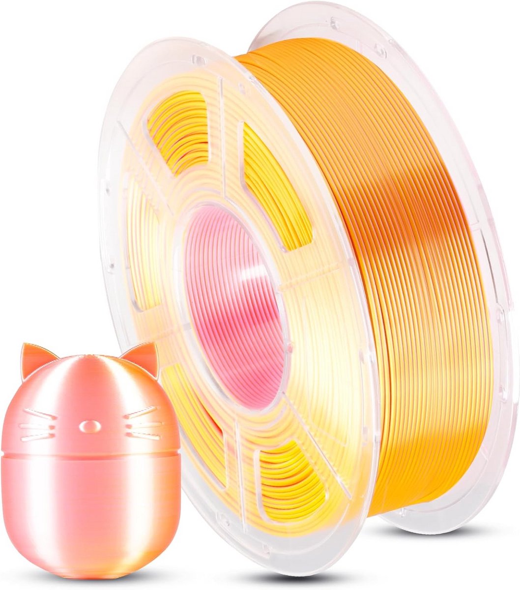 ANYCUBIC Double Color Silk Pla Filament 1.75mm,PLA Silk 3D Printer Filament, 3D Printing Materials, Size Accuracy +/- 0.03mm, 1KG Spool, Pink-Gold