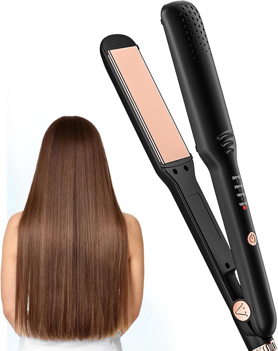2-in-1 stijltang met PTC-keramische coating, vier temperatuurinstellingen, 360° draaibaar snoer