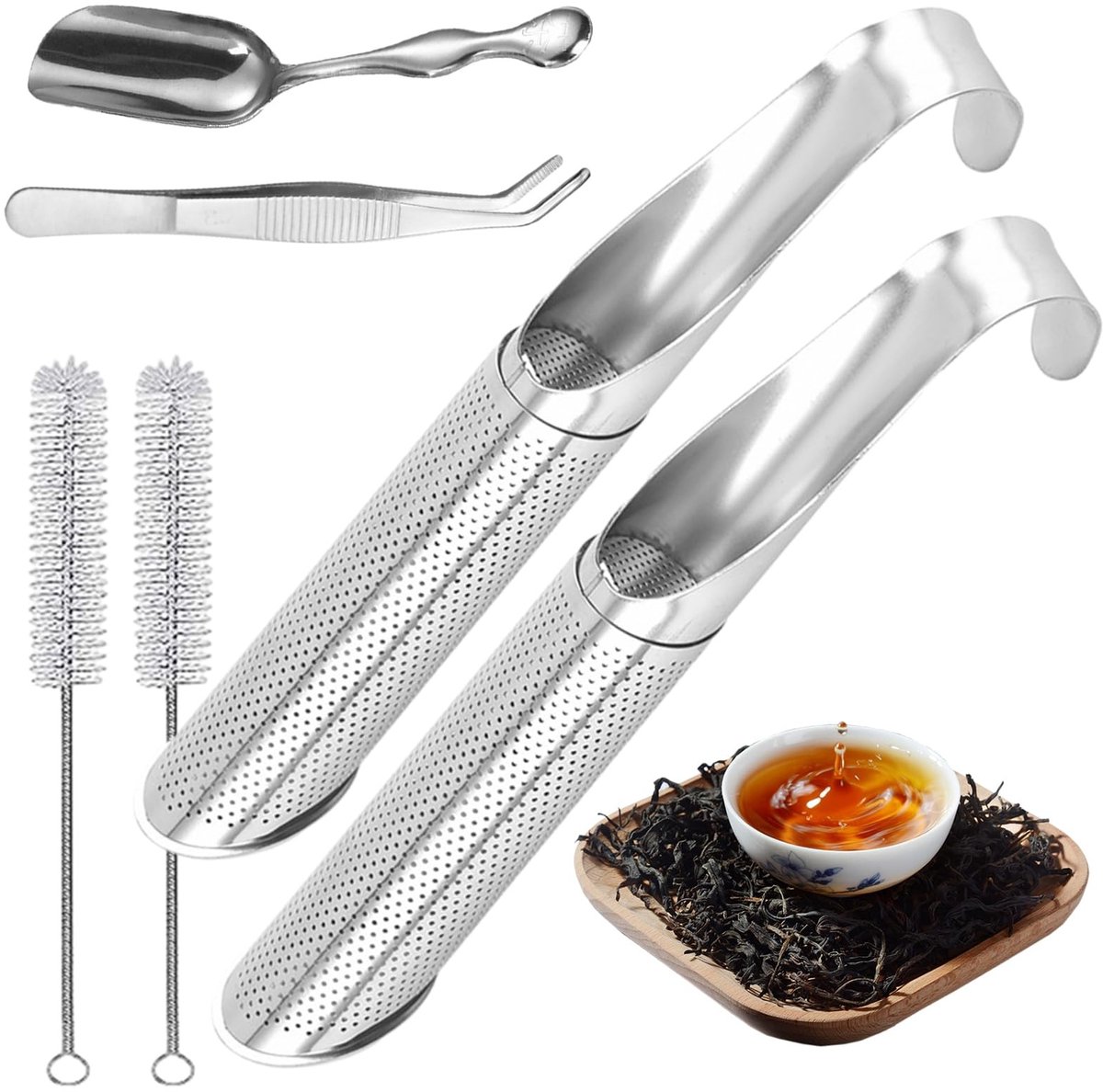 aladdien - Thee-infuser set - Roestvrijstalen theezeef - Herbruikbaar - Roze - Thee accessoires - Ideaal voor losse thee en kruiden