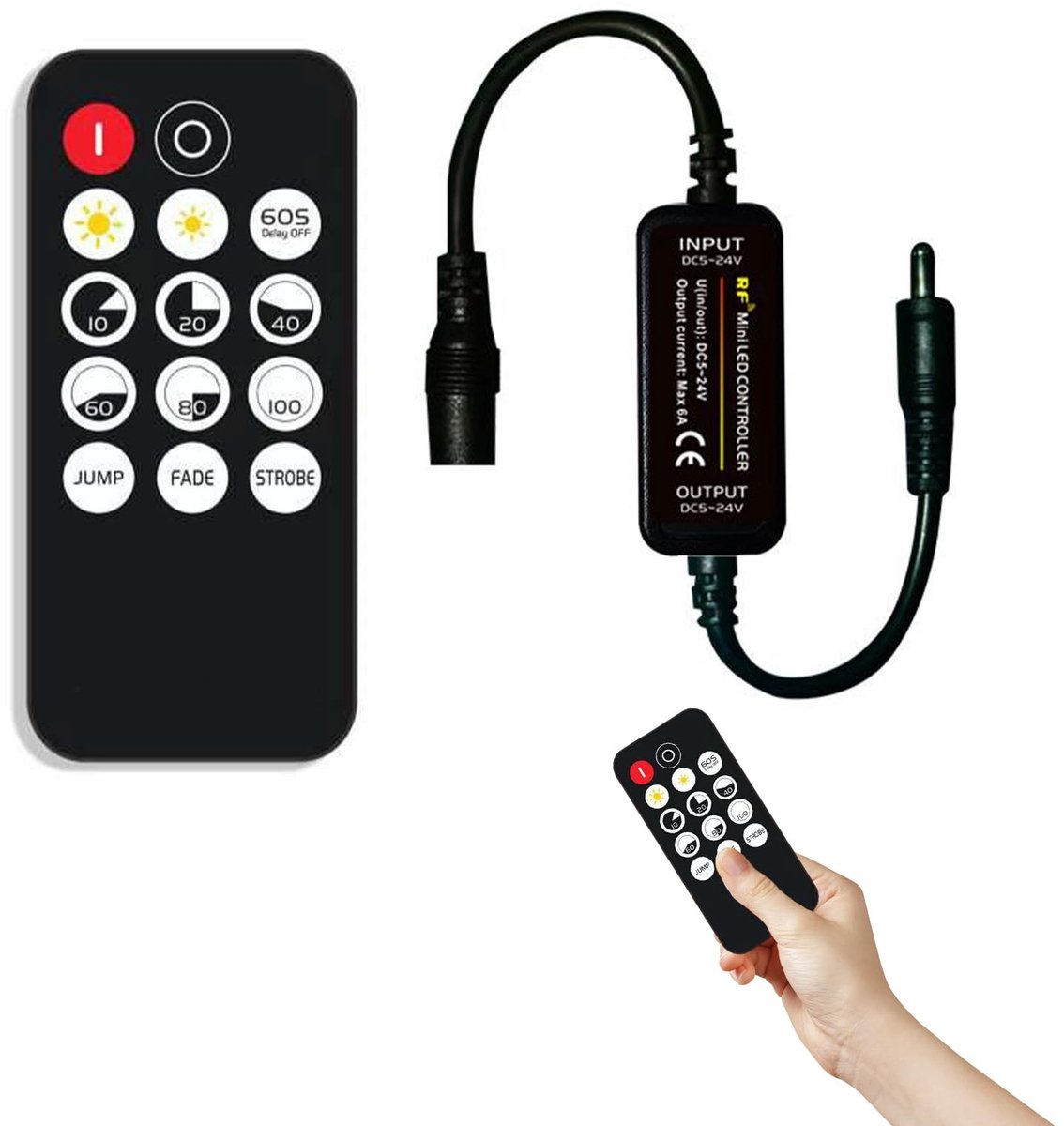 ONF3 - Mini RF afstandsbediening - LED dimmer controller - 14 toetsen - Draadloze bediening - Multifunctioneel - Geschikt voor diverse LED toepa...