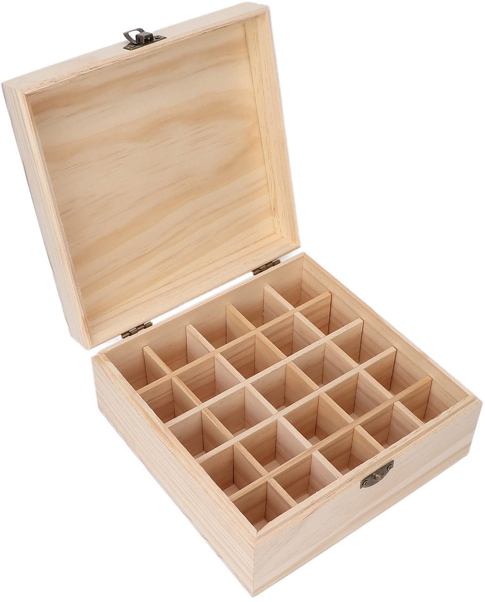 aladdien - Etherische Oliedoos - Houten Organisator - Draagbaar - Veilig voor Thuis - Opslag voor Cosmetische Oliën - Geschikt voor Thuisgebruik