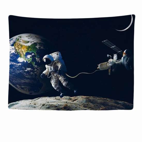 ONF3 - Wandkleed - Astronaut boven Aarde - Groot wandtapijt - 200x150 cm - Poster Heelal Planeten - Slaapkamer kinderen - Geschikt voor alle lee...