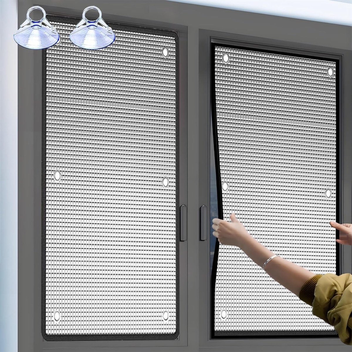 Reflecterende Raamfolie - Privacy Isolatie - Zon Wering - Met Zuignap - 55x110cm - Zilver