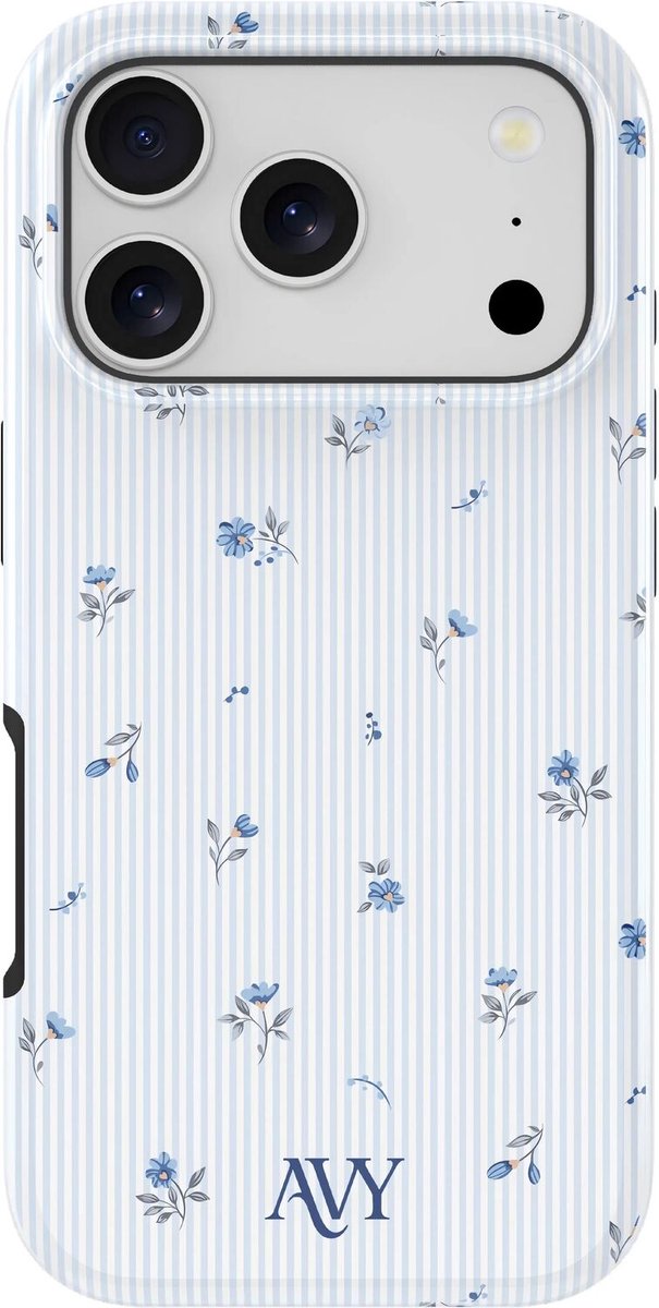AVY Hoesje geschikt voor Apple iPhone 17 Pro Max | Sky Blossom | Bloemen | Blauw | Hard Shell Back Cover | Compatibel met MagSafe & Qi2