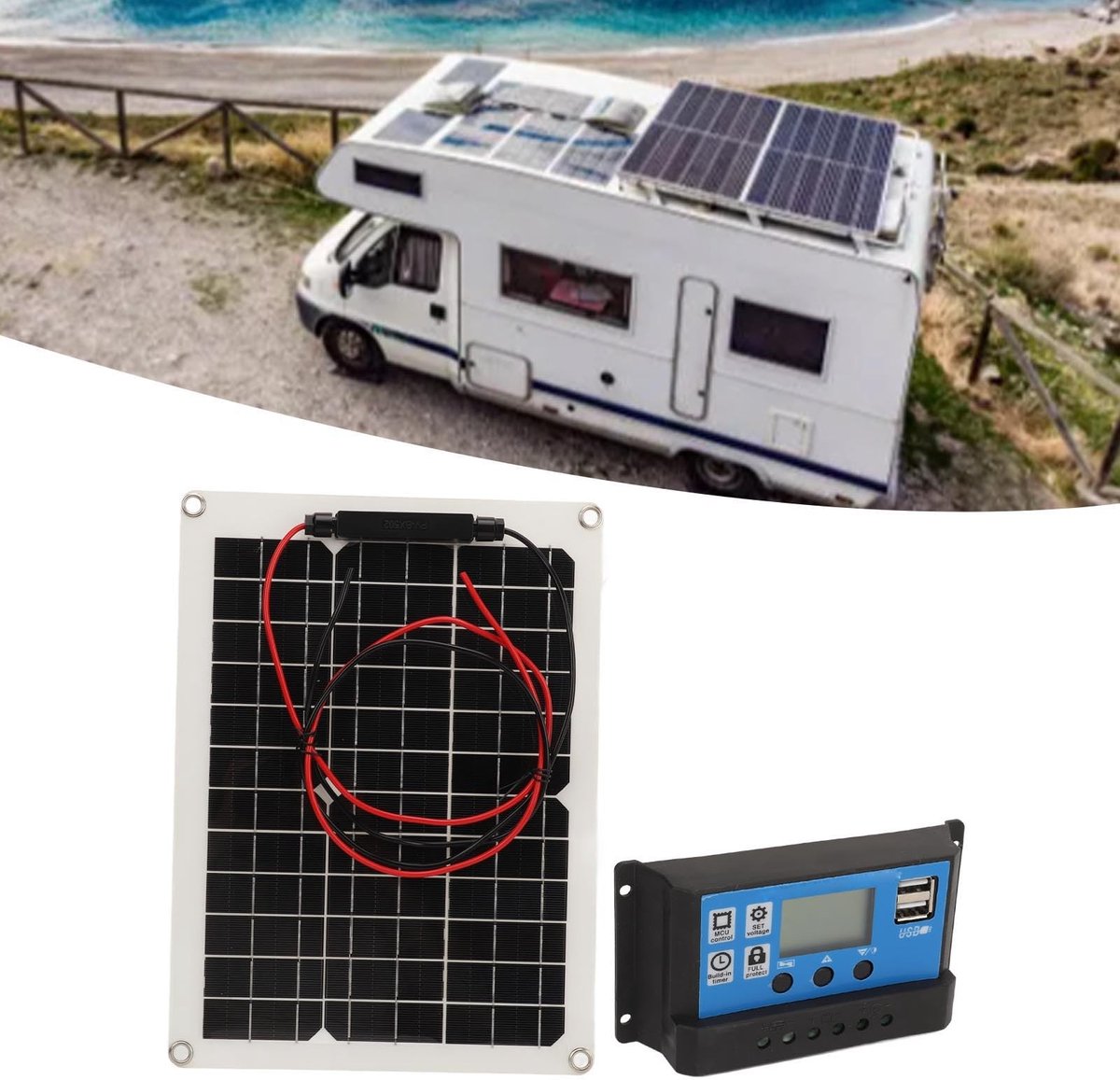 aladdien - Zonnepaneel Kit 300W - Solar Charger Controller - Waterdicht - Hoog Rendement - Efficiënte Oplader - Geschikt voor RV - 12V 24V