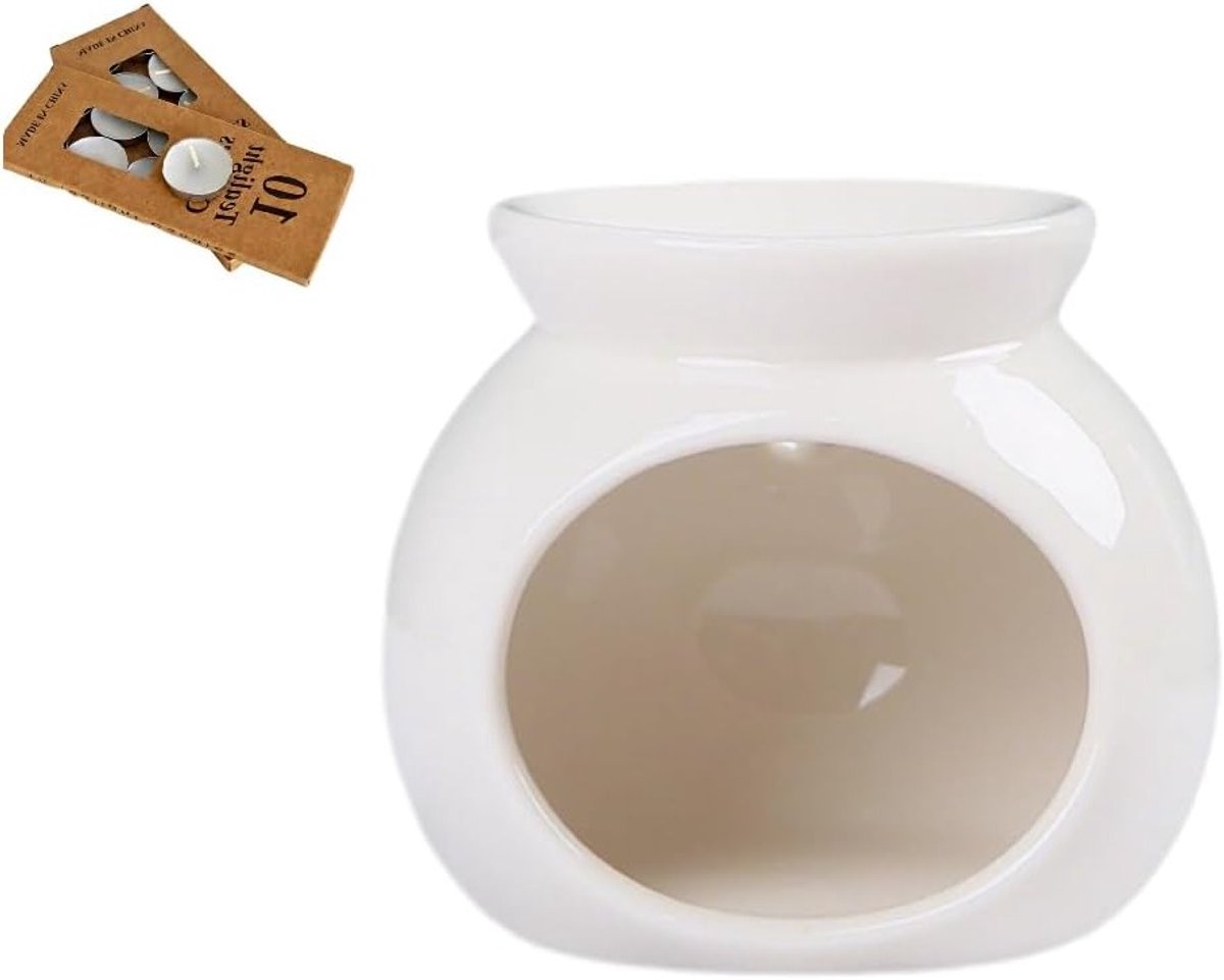 Ceramische geurbrander voor het smelten van parfum en essentiële oliën, inclusief 20 kaars