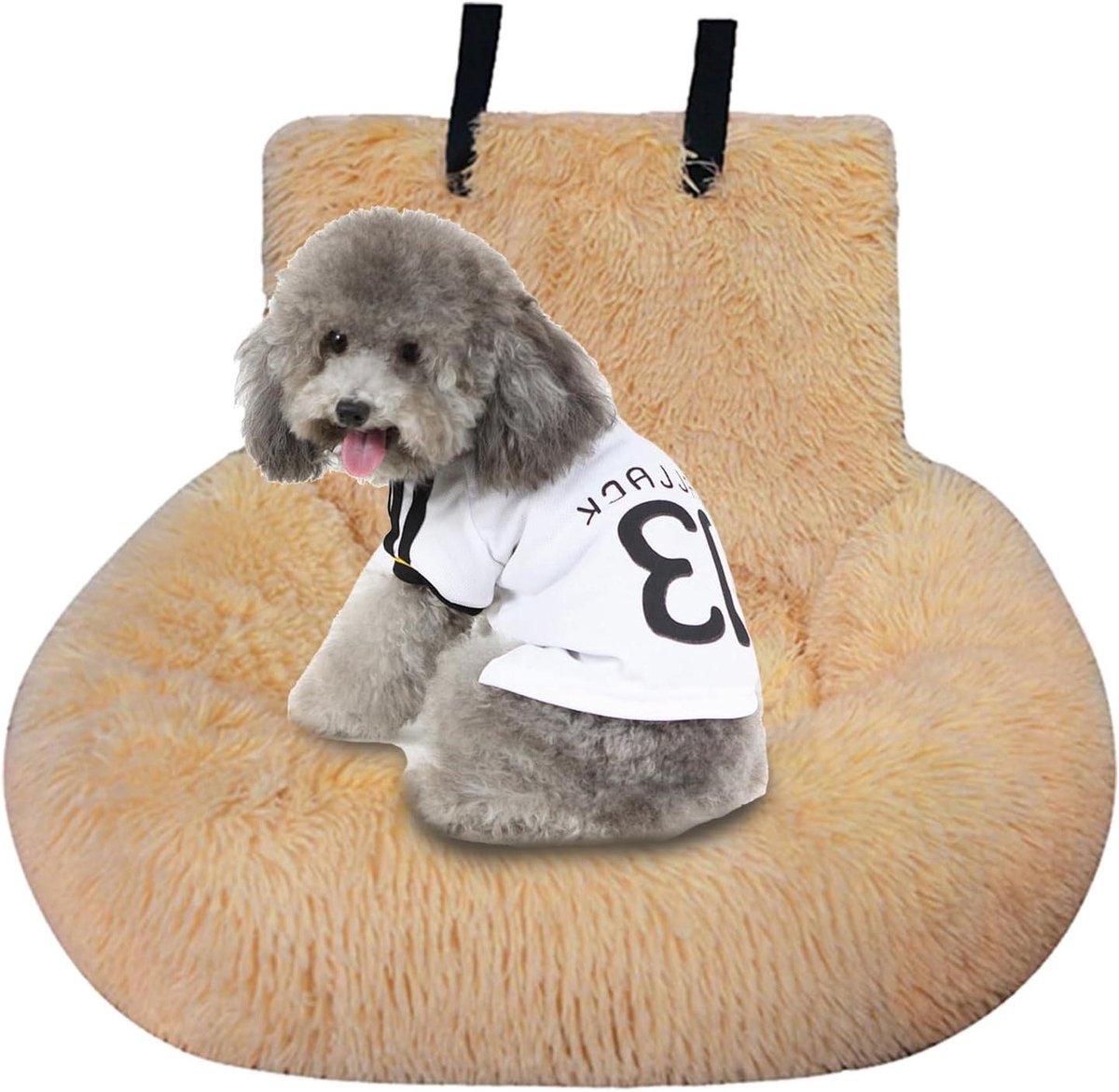 Huisdier Autostoel - Reisbed Hond - Veilig Reizen - Machinewasbare Hoes - 30 x 25 x 17 cm - Abrikoos