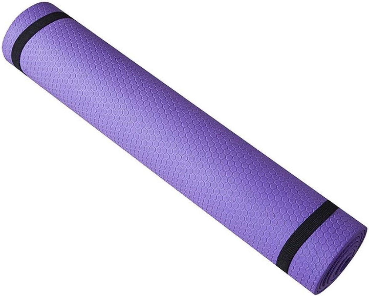Yogamat - Fitnessmat Oefenmat - Yoga Pilates - Antislip Comfort Foam - 4mm 173x61cm - Paars