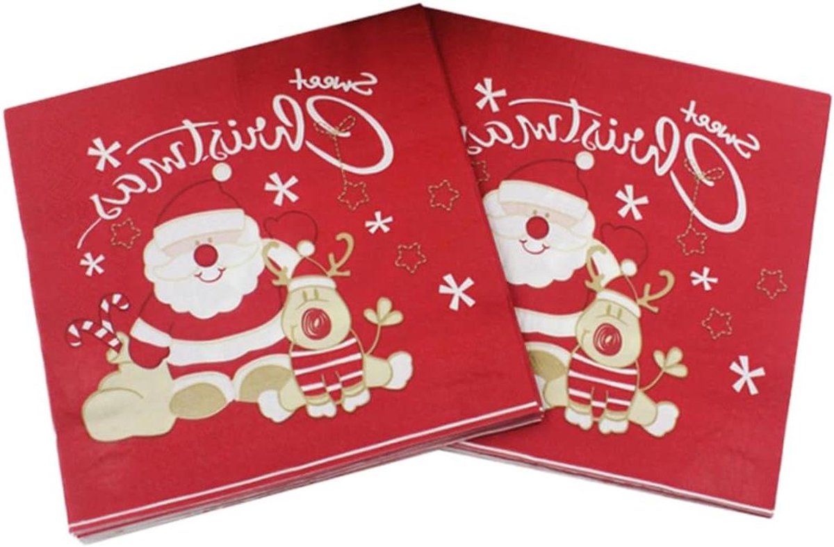 Kerst Servetten - Papieren Servetten - Feestelijke Tafel - Uniek Design - 20 Stuks - Rood
