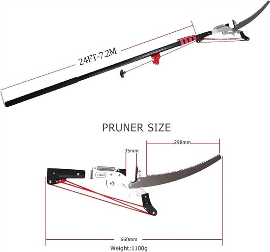 Telescopische Snoeischaar - Takken Snoeier Stok - Hoge Takken Snoeien - Lichtgewicht Aluminium - Tot 7.2 Meter - Zilver — afbeelding 2