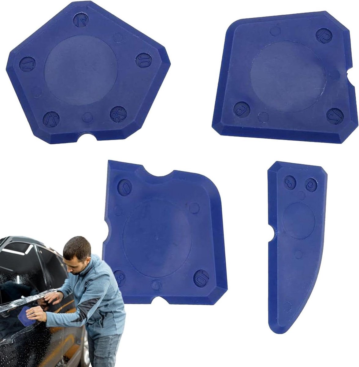 Verfschraper Set - Raam Schraper - Glas Reinigen - 4 Delige Set - 17 cm Zaag - Blauw