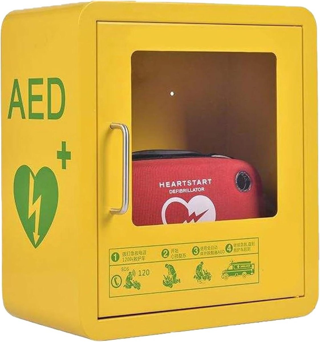 AED Opbergkast - Defibrillator Box - Noodhulp Bieden - Met Alarmfunctie - 43 x 39 x 23 cm - Wit