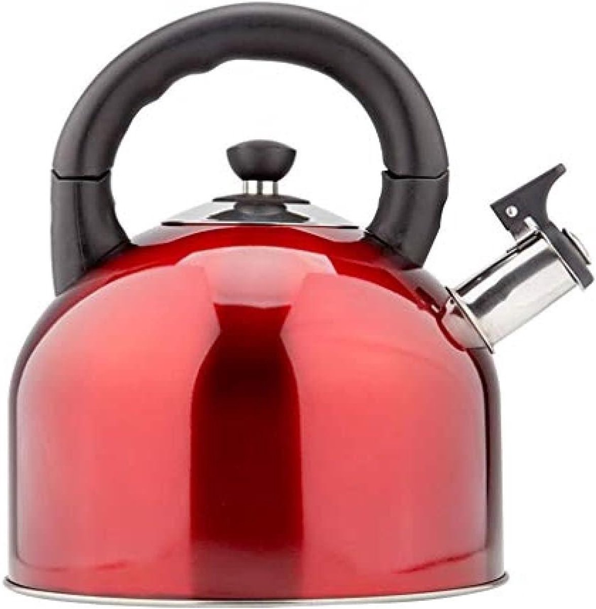 Fluitketel RVS - Waterkoker Inductie - Koffie en Thee - Met Fluitje - 1 Liter - Rood