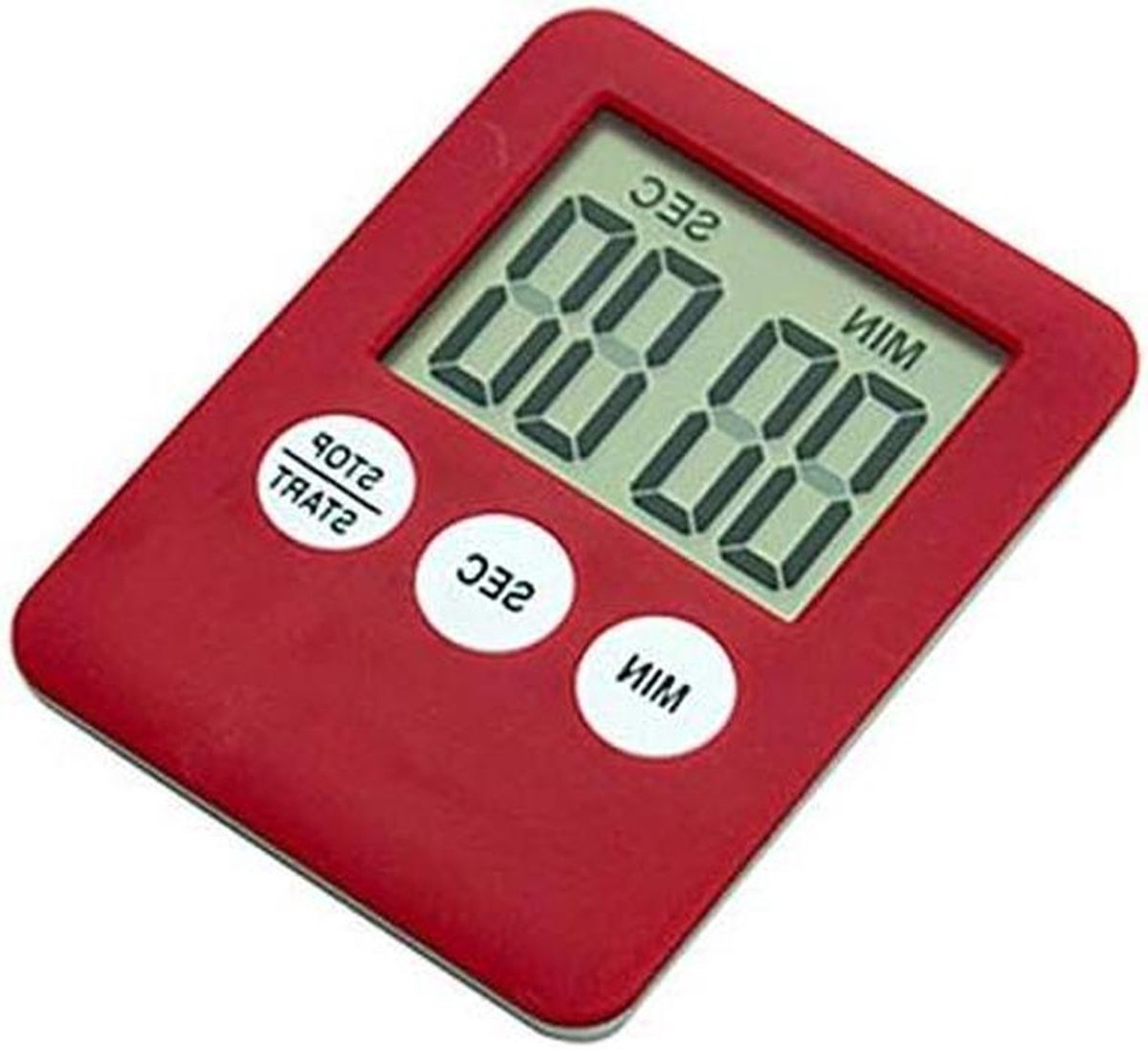 Digitale Wandklok - Badkamer Timer - Douchen - Groot LCD Scherm - 7x5.3x1cm - Rood