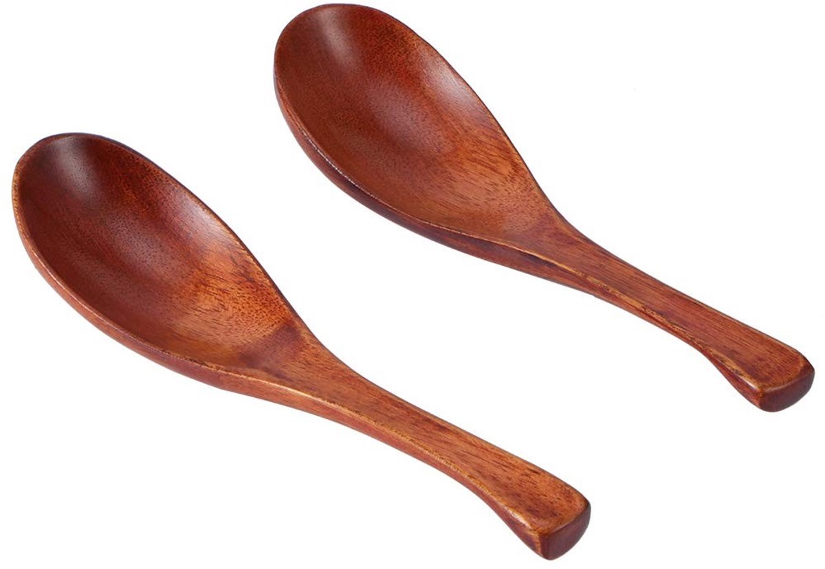 aladdien - Houten Soeplepel - Natuurlijke Houten Lepels - Comfortabel Handvat - Milieuvriendelijk Keukengerei - Geschikt voor Soepen en Desserts - 2...