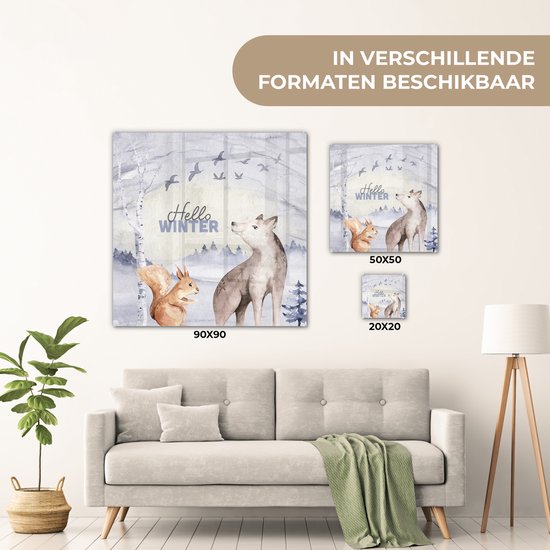 MuchoWow® Peinture sur verre - Animaux - Neige - Hiver - 90x90 cm - Peintures sur verre acrylique - Photo sur Glas