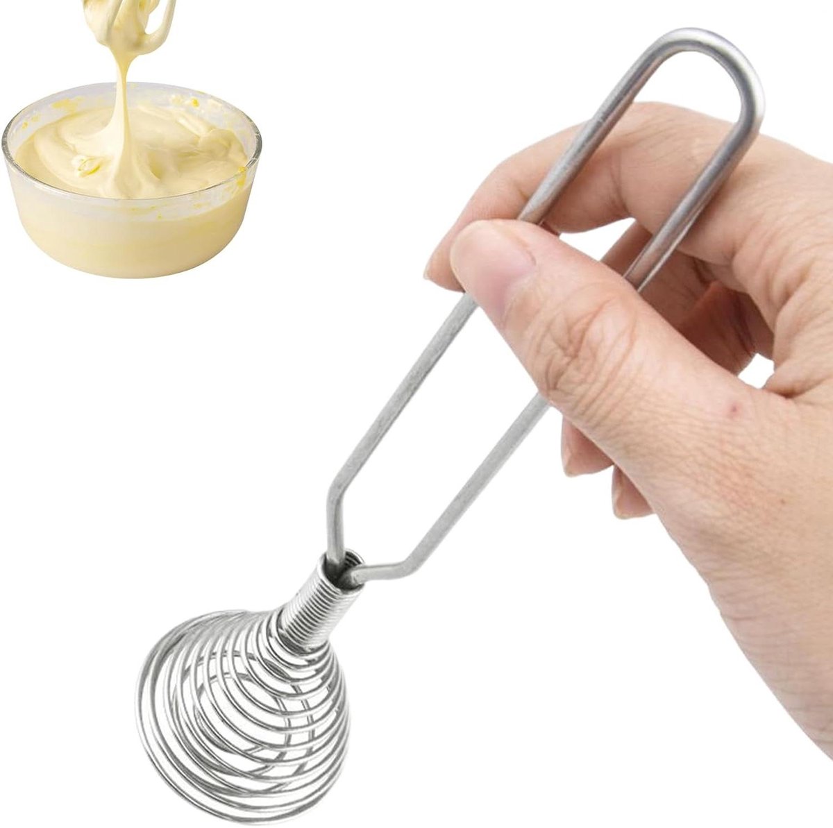 Handgarde - Keukengarde Mixer - Mengen en Kloppen - Roestvrij staal veer - 22 cm - Zilverkleurig