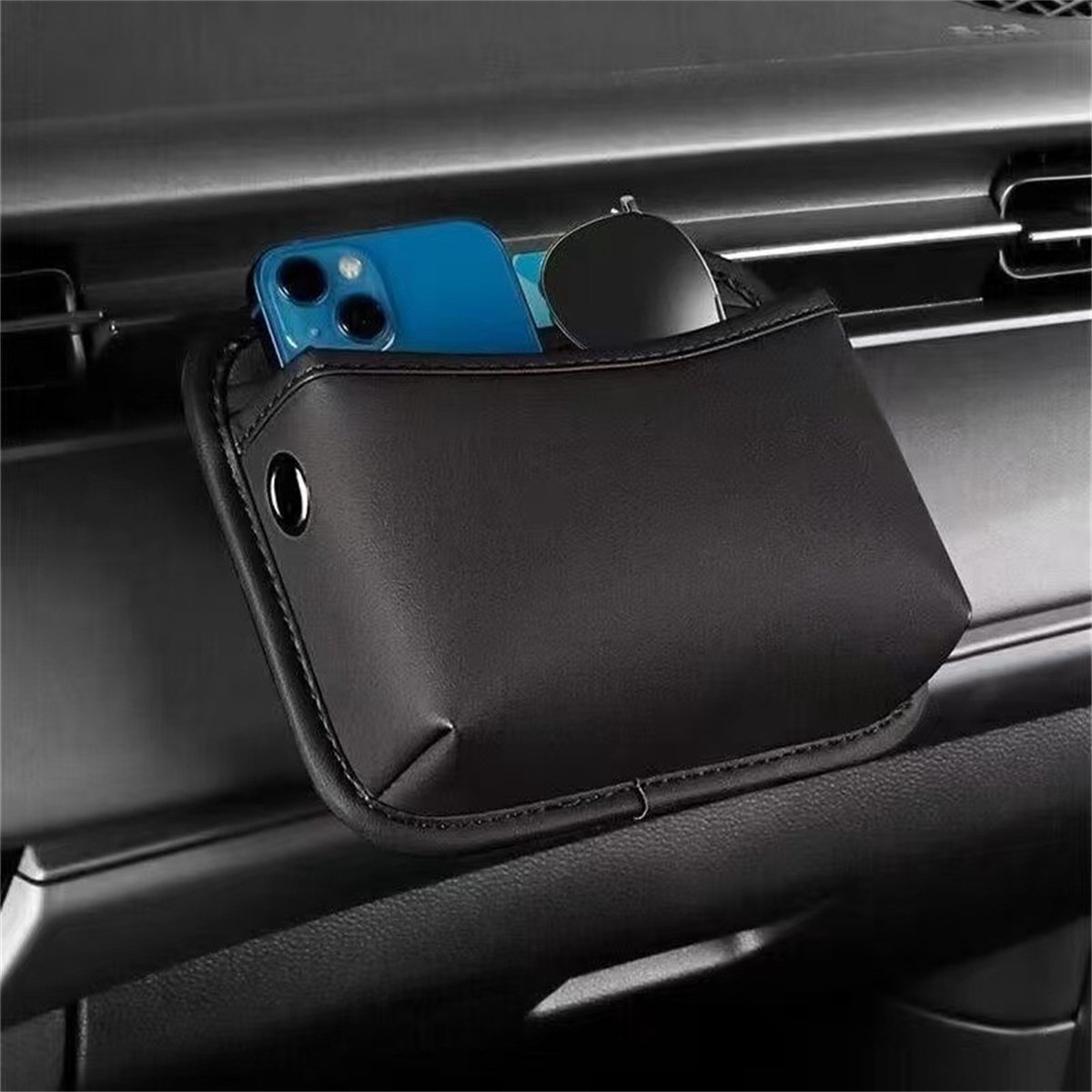 carmdering - Auto Opbergzak Stoel – PU Leren Zijvak Organizer voor Auto – Universele Autostoel Organizer met Klittenband – Opbergoplossing voor Telefoon, Sleutels & Kleine Spullen