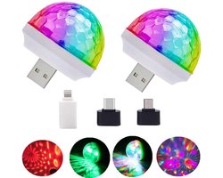 2 Stuks USB Mini Discolamp - Magic Ball DJ Podiumverlichting - USB Voeding - Voor Feest - KTV - Bruiloft - Bar en Auto Interieur