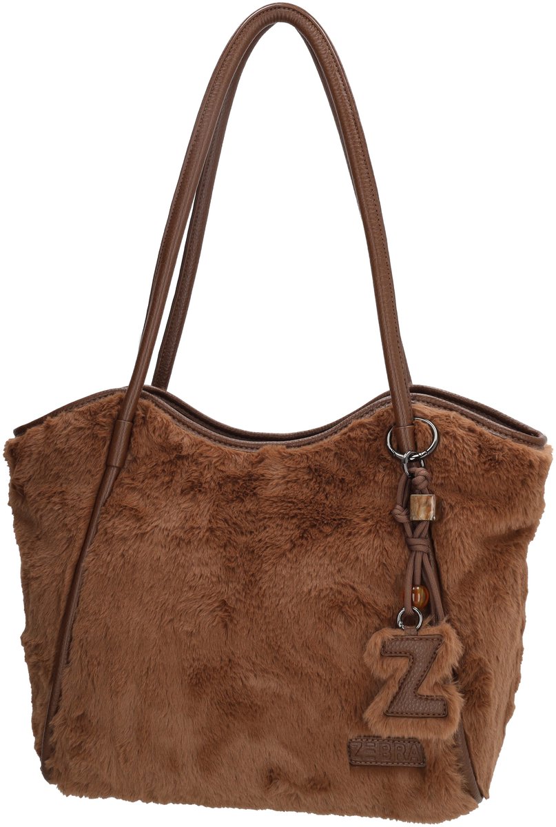 Zebra Trends Jolie Laptoptas - Shopper - 15,6 Inch Laptopvak - Damestas - Bont - Bag Charm - School - Werk - A4tas - Bruin
