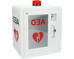 AED Opbergkast - Hart Defibrillator Box - Veilige Opslag - Met Alarm - 40x35x20cm - Wit
