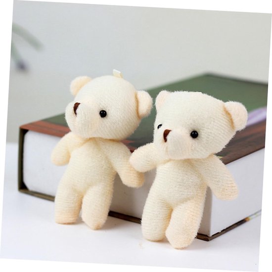 Mini Knuffelberen - Pluche Hangers - Tas Decoratie - Set van 15 - 11x8 cm - Beige van MINI — afbeelding 3