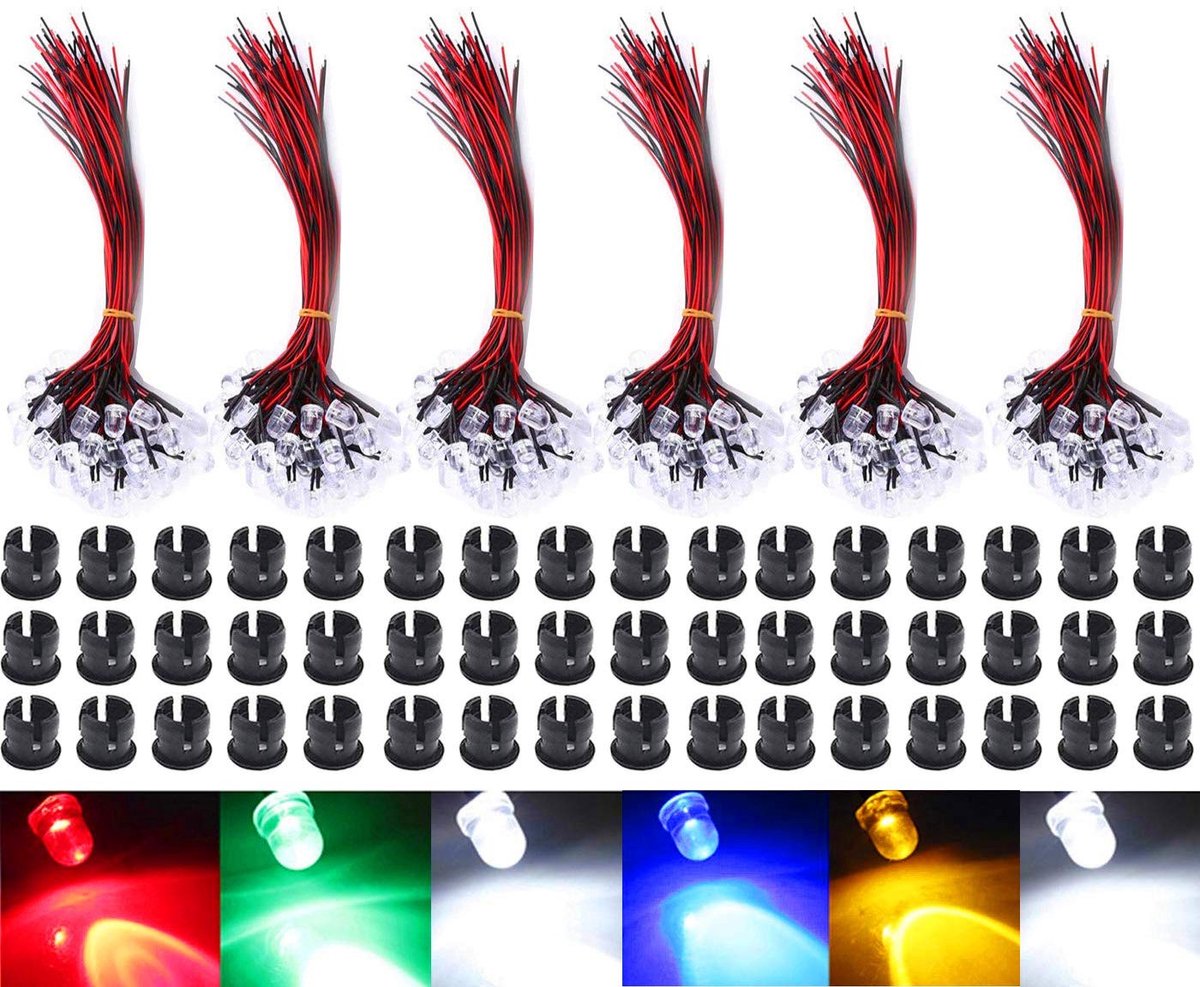 aladdien - Pre Wired LED Diodes - 60 Stuks - Ultra Helder - 5 mm - Licht Montagesystemen - Voor Speelgoed en Decoratie - Creatieve Verlichting
