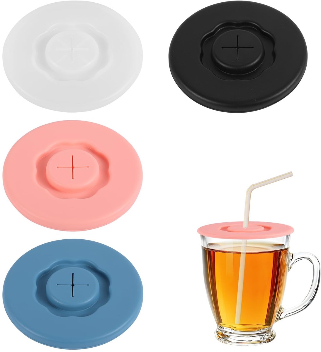 aladdien - Silicone Lids - Herbruikbare Deksel - Airtight Seal - 4 Kleurenset - Drinkbekers en Glazen - Geschikt voor de meeste bekers