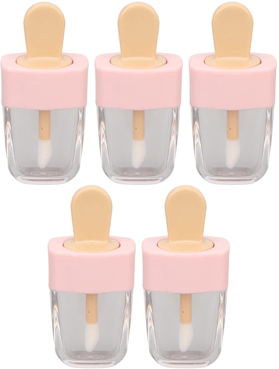 aladdien - Lege Lipglossbuisjes - IJsje Vorm - Lekvrije Dop - Perfect voor Zelfgemaakte Make-Up - Schattig en Stevig - 5 Stuks