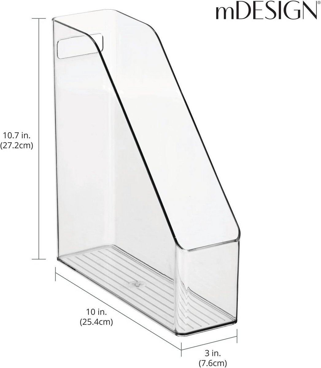 mDesign - Magazine cassette - desk organiser - office supplies - for files, magazines, notebooks - transparent — cadeau in Cadeau-ideeën - foto 4